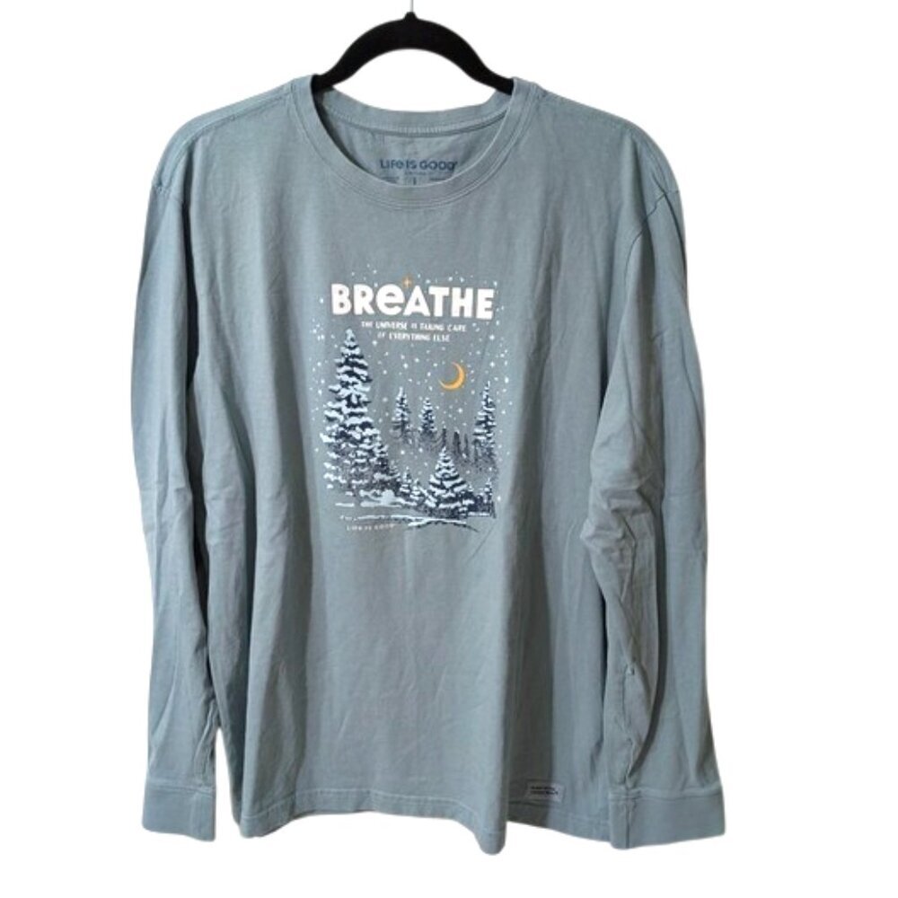 Life Is‎ Good Men's Teal Graphic Crusher Tee -Breathe L